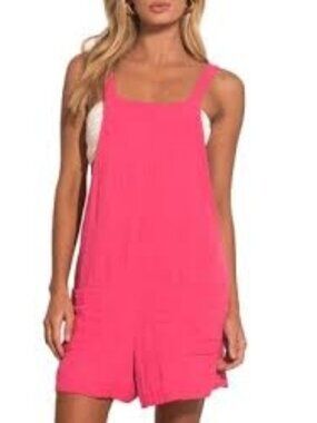65$ Elan Square Neck Romper Cover-Up Dress Size XS Hot Pink